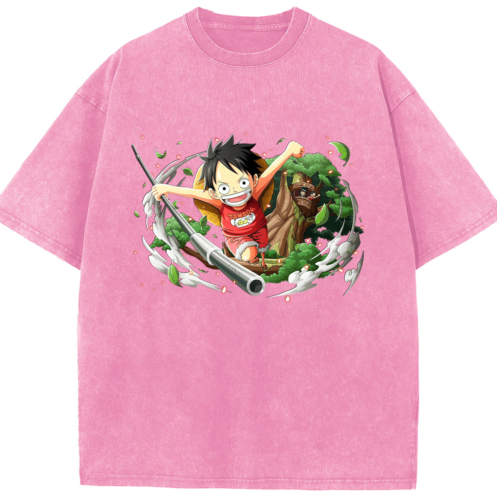 ワンピース モンキー・D・ルフィ ONE PIECE Monkey D. Luffy 綿100% ヴィンテージ風 半袖Tシャツ（フロントプリント）